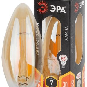 Лампочка светодиодная ЭРА F-LED B35-7W-827-E14 gold Е14 / E14 7Вт филамент свеча золотистая теплый белый свет купить оптом недорого