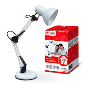 Светильник настольный под лампу СНО 15Б на основании 60Вт E27 230В бел. (коробка) IN HOME 4690612012896 оптом купить цена