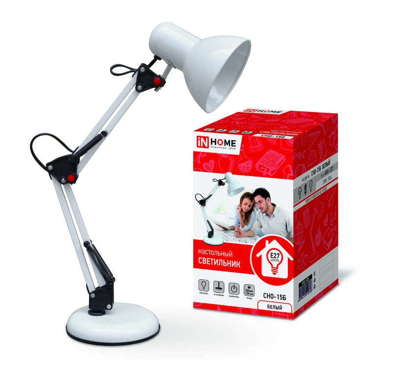Светильник настольный под лампу СНО 15Б на основании 60Вт E27 230В бел. (коробка) IN HOME 4690612012896 купить оптом выгодно Светильник настольный под лампу СНО 15Б на основании 60Вт E27 230В бел. (коробка) IN HOME 4690612012896 оптом купить цена