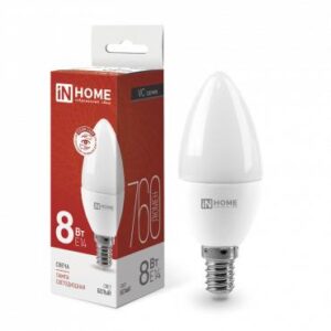 Лампа светодиодная LED-СВЕЧА-VC 8Вт свеча 4000К нейтр. бел. E14 760лм 230В IN HOME 4690612020433 оптом купить цена
