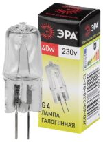 Лампочка галогенная ЭРА G4-JCD-40W-230V-CL G4 40Вт капсула теплый белый свет купить оптом недорого