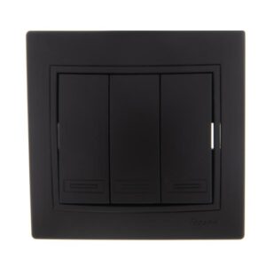 Выключатель 3-кл. 1п СП Mira 10А IP20 со вставкой черн. бархат LEZARD 701-4242-109 оптом купить цена