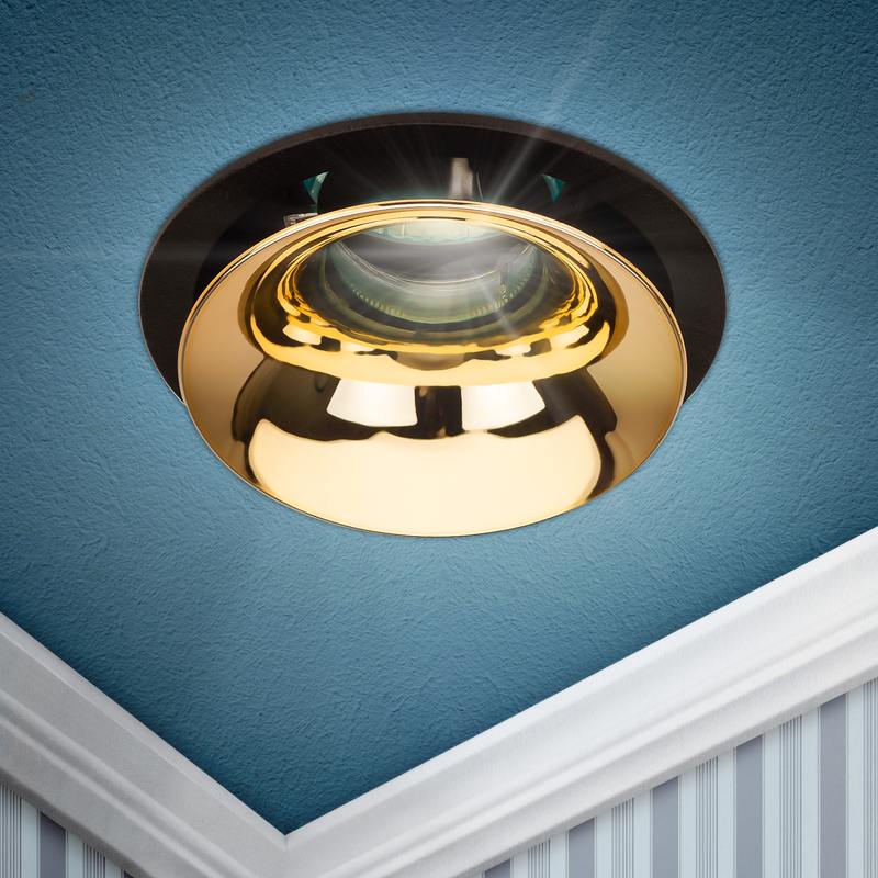 Встраиваемый светильник декоративный ЭРА KL103 BK/GD MR16 GU5.3 черный золото оптом купить хорошая цена Встраиваемый светильник декоративный ЭРА KL103 BK/GD MR16 GU5.3 черный золото купить оптом недорого