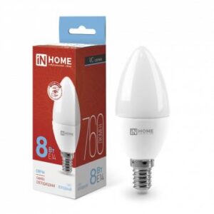 Лампа светодиодная LED-СВЕЧА-VC 8Вт свеча 6500К холод. бел. E14 760лм 230В IN HOME 4690612024806 оптом купить цена