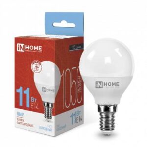 Лампа светодиодная LED-ШАР-VC 11Вт шар 6500К холод. бел. E14 1050лм 230В IN HOME 4690612024929 оптом купить цена
