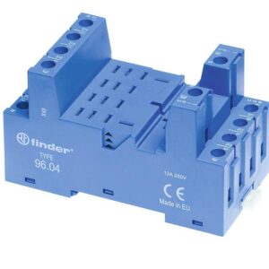 Розетка с винт. клеммами (с зажимной клетью) для реле 56.34 модули 86.00/86.30/99.02 в комплекте металлич. клипса 096.71 син. FINDER 9604SMA оптом купить цена