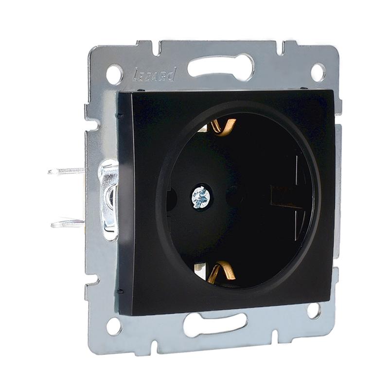 Розетка 1-м СП Karina с заземл. защ. шторки термопласт механизм черн. бархат LEZARD 707-4288-124B купить оптом выгодно Розетка 1-м СП Karina с заземл. защ. шторки термопласт механизм черн. бархат LEZARD 707-4288-124B оптом купить цена