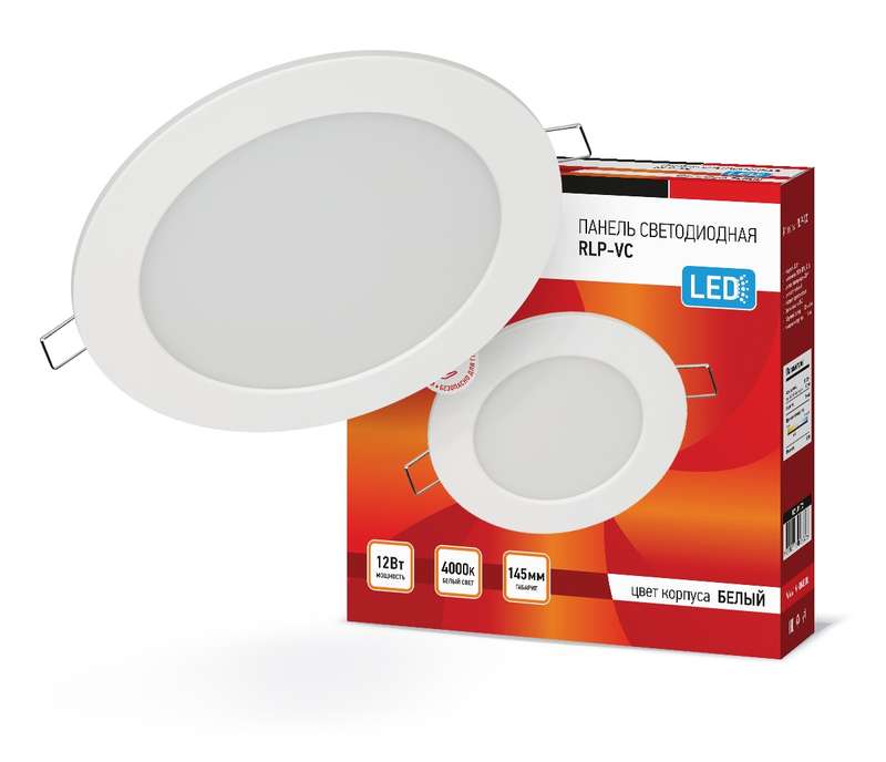Светильник светодиодный RLP-VC 12Вт 4000К IP40 960лм 230В 145мм кругл. встраив. панель бел. IN HOME 4690612023366 купить оптом выгодно Светильник светодиодный RLP-VC 12Вт 4000К IP40 960лм 230В 145мм кругл. встраив. панель бел. IN HOME 4690612023366 оптом купить цена