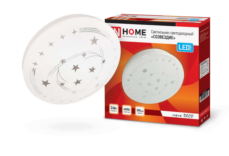 Светильник светодиодный DECO СОЗВЕЗДИЕ 24Вт 230В 4000К 1560лм 300мм IN HOME 4690612021843 купить оптом выгодно Светильник светодиодный DECO СОЗВЕЗДИЕ 24Вт 230В 4000К 1560лм 300мм IN HOME 4690612021843 оптом купить цена