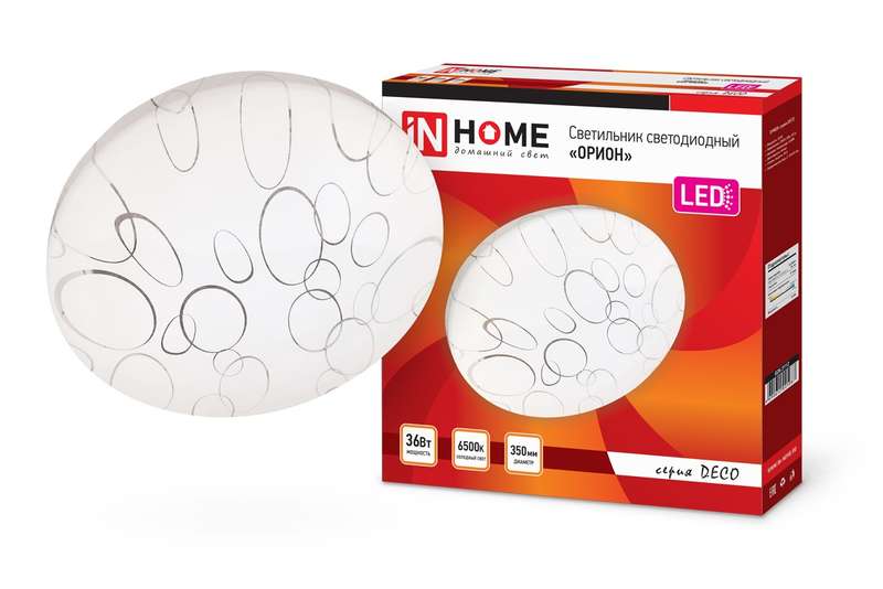 Светильник светодиодный DECO ОРИОН 36Вт 230В 6500К 2340лм 350мм IN HOME 4690612025087 купить оптом выгодно Светильник светодиодный DECO ОРИОН 36Вт 230В 6500К 2340лм 350мм IN HOME 4690612025087 оптом купить цена