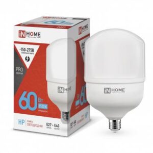 Лампа светодиодная высокомощная LED-HP-PRO 60Вт цилиндр 6500К холод. бел. E27 5700лм 230В с адаптером E40 IN HOME 4690612031132 оптом купить цена