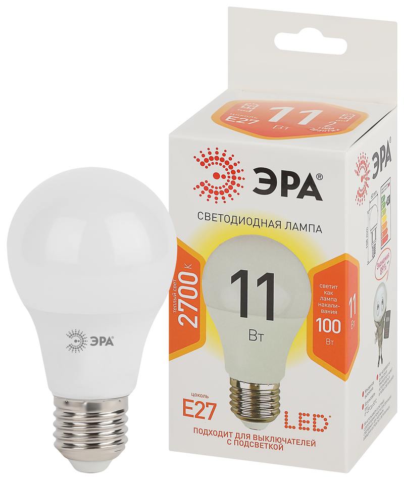 Лампочка светодиодная ЭРА STD LED A60-11W-827-E27 E27 / Е27 11 Вт груша теплый белый свет оптом купить хорошая цена Лампочка светодиодная ЭРА STD LED A60-11W-827-E27 E27 / Е27 11 Вт груша теплый белый свет купить оптом недорого