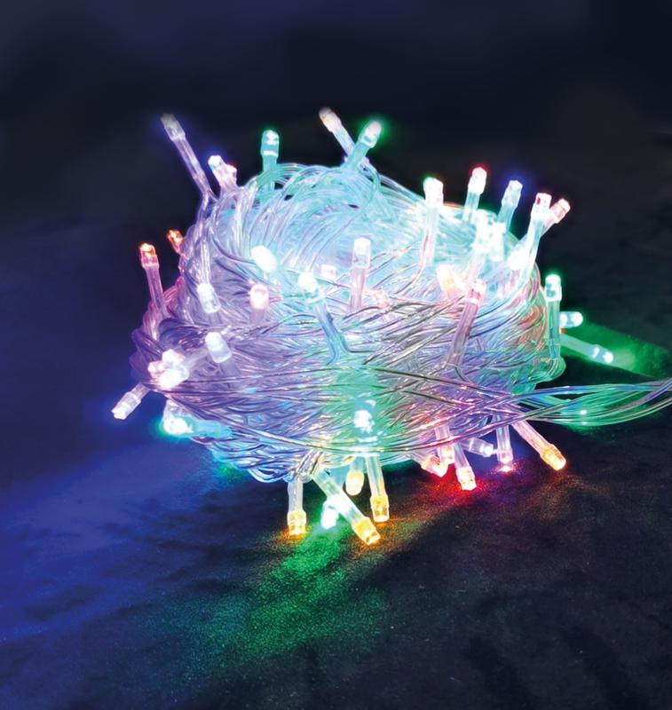 Гирлянда светодиодная 100LED бел. прозр. провод 6.5м расстояние между лампами 6см 8 режимов мигания Космос KOC_GIR100LED_RGB_7m купить оптом выгодно Гирлянда светодиодная 100LED бел. прозр. провод 6.5м расстояние между лампами 6см 8 режимов мигания Космос KOC_GIR100LED_RGB_7m оптом купить цена