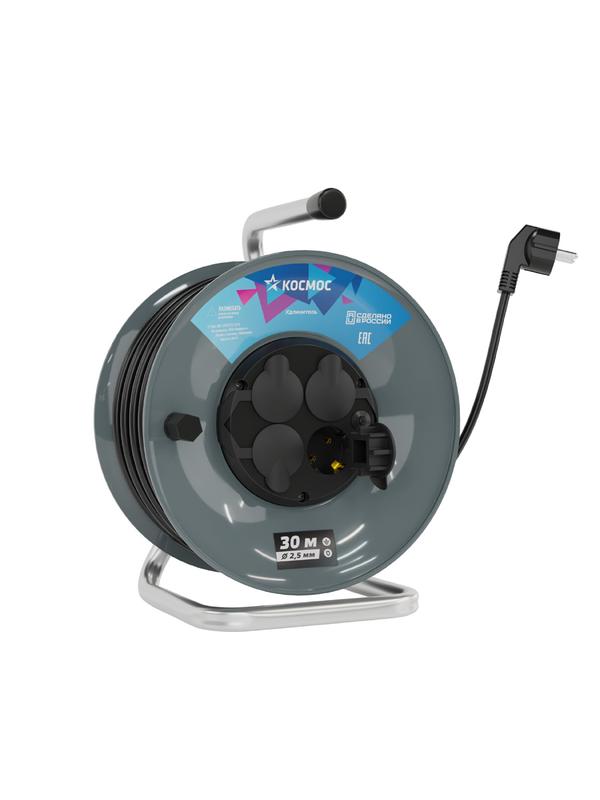 Удлинитель на катушке 4х30м с заземл. 16А IP44 3.5кВт ПВС 3х2.5 с терморазмыкателем КОСМОС YKKsm30m-4g-Z(2.5)IP купить оптом выгодно Удлинитель на катушке 4х30м с заземл. 16А IP44 3.5кВт ПВС 3х2.5 с терморазмыкателем КОСМОС YKKsm30m-4g-Z(2.5)IP оптом купить цена