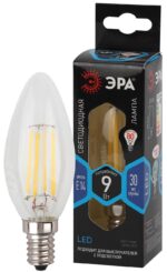 Лампочка светодиодная ЭРА F-LED B35-9w-840-E14 Е14 / Е14 9Вт филамент свеча нейтральный белый свет купить оптом недорого