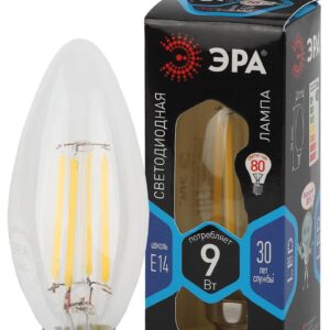 Лампочка светодиодная ЭРА F-LED B35-9w-840-E14 Е14 / Е14 9Вт филамент свеча нейтральный белый свет купить оптом недорого