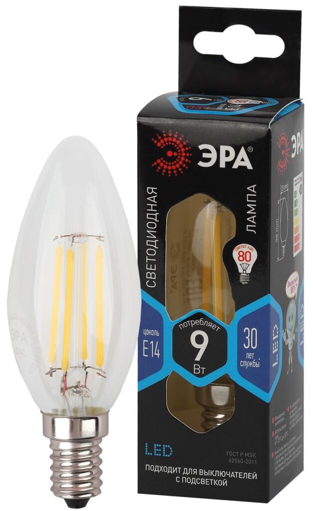 Лампочка светодиодная ЭРА F-LED B35-9w-840-E14 Е14 / Е14 9Вт филамент свеча нейтральный белый свет оптом купить хорошая цена Лампочка светодиодная ЭРА F-LED B35-9w-840-E14 Е14 / Е14 9Вт филамент свеча нейтральный белый свет купить оптом недорого