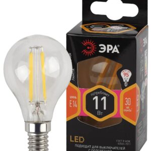 Лампочка светодиодная ЭРА F-LED P45-11W-827-E14 Е14 / Е14 11Вт филамент шар теплый белый свет купить оптом недорого