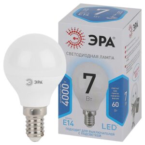Лампочка светодиодная ЭРА STD LED P45-7W-840-E14 E14 / Е14 7Вт шар нейтральный белый свет купить оптом недорого
