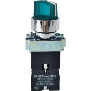 Переключатель NP2-BK12365 2 полож. с фиксацией 1НО+1НЗ зел. AC 230В (LED) IP40 CHINT 575496 оптом купить цена