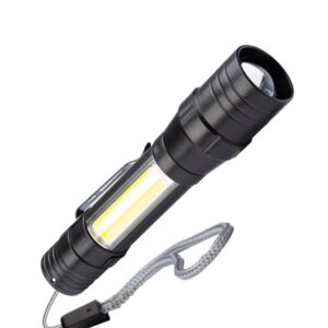 Фонарь аккумуляторный ручной LED 1Вт + COB 5Вт линза зум аккум. Li-ion 18650 1А.ч USB-шнур ABS-пластик КОСМОС KOS113Lit оптом купить цена