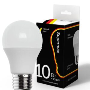 Лампа светодиодная Supermax А60 10Вт стандарт E27 230В 3000К КОСМОС Sup_LED10wA60E2730 оптом купить цена