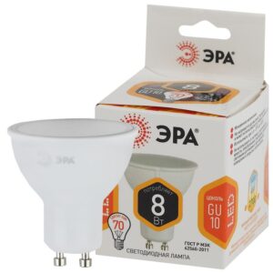 Лампочка светодиодная ЭРА STD LED MR16-8W-827-GU10 GU10 8Вт софит теплый белый свет купить оптом недорого