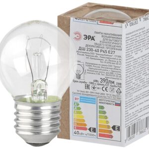 Лампочка ЭРА P45 40Вт Е27 / E27 230В шар прозрачный в гофре купить оптом недорого