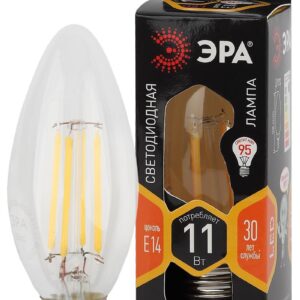 Лампочка светодиодная ЭРА F-LED B35-11W-827-E14 Е14 / Е14 11Вт филамент свеча теплый белый свет купить оптом недорого