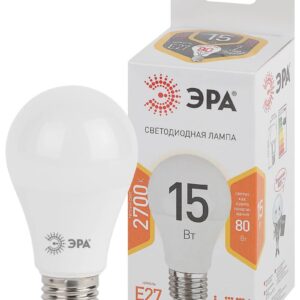 Лампочка светодиодная ЭРА STD LED A60-15W-827-E27 E27 / Е27 15 Вт груша теплый белый свет купить оптом недорого