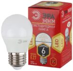 Лампочка светодиодная ЭРА RED LINE ECO LED P45-6W-827-E27 E27 / Е27 6Вт шар теплый белый свет купить оптом недорого
