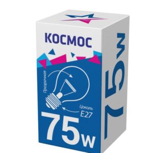 Лампа накаливания 75Вт A50/A55 прозрачная E27 230В КОСМОС LKsmSt55CL75E27v2 оптом купить цена