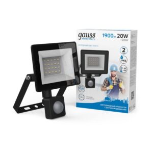Прожектор светодиодный Elementary 20Вт 6500К IP65 1300лм 175-265В ДО с датчиком движения черн. GAUSS 628511320 оптом купить цена