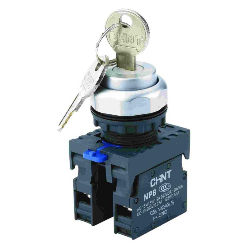 Переключатель с ключом NP8-20Y/31 3 полож. с фиксацией 2НО IP65 (R) CHINT 667185 купить оптом выгодно Переключатель с ключом NP8-20Y/31 3 полож. с фиксацией 2НО IP65 (R) CHINT 667185 оптом купить цена