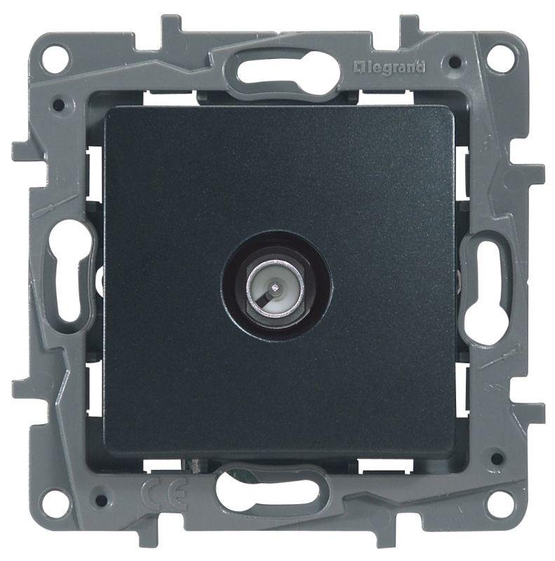 Розетка телевизионная TV СП Etika 2дБ 0-2400МГц с топологией "звезда" механизм антрацит Leg 672651 купить оптом выгодно Розетка телевизионная TV СП Etika 2дБ 0-2400МГц с топологией "звезда" механизм антрацит Leg 672651 оптом купить цена