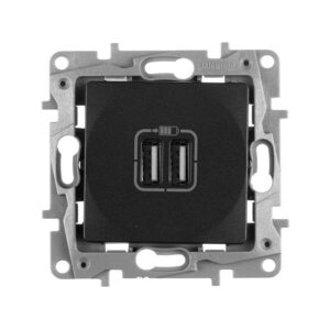 Розетка USB 2-м СП 2мод. Etika 240В/5В 2400мА механизм антрацит Leg 672694 оптом купить цена