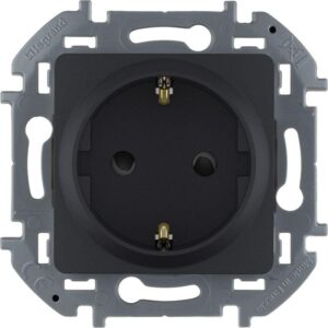 Розетка 1-м СП Inspiria 16А IP20 250В 2P+E защ. шторки немецк. стандарт механизм антрацит Leg 673733 оптом купить цена