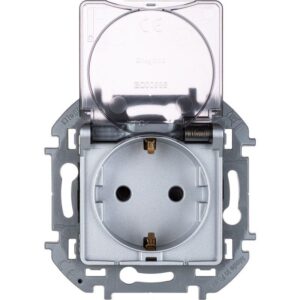 Розетка 1-м СП Inspiria 16А IP44 250В 2P+E защ. шторки с крышкой немецк. стандарт механизм алюм. Leg 673742 оптом купить цена