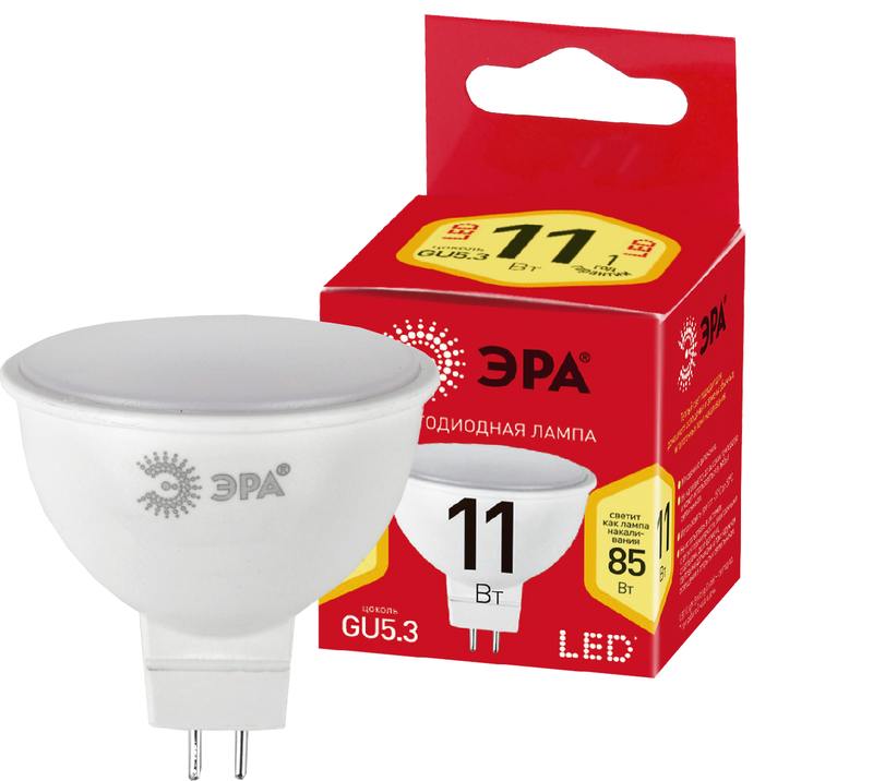 Лампочка светодиодная ЭРА RED LINE ECO LED MR16-11W-827-GU5.3 GU5.3 11Вт софит теплый белый свет оптом купить хорошая цена Лампочка светодиодная ЭРА RED LINE ECO LED MR16-11W-827-GU5.3 GU5.3 11Вт софит теплый белый свет купить оптом недорого
