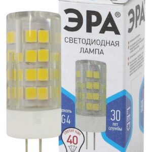 Лампочка светодиодная ЭРА STD LED JC-5W-220V-CER-840-G4 G4 5Вт керамика капсула нейтральный белый свет купить оптом недорого