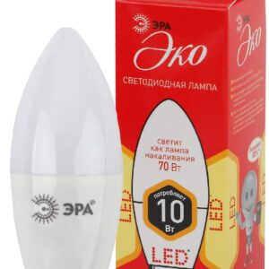 Лампочка светодиодная ЭРА RED LINE ECO LED B35-10W-827-E27 E27 / Е27 10Вт свеча теплый белый свет купить оптом недорого