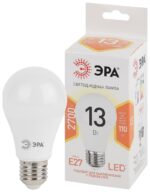 Лампочка светодиодная ЭРА STD LED A60-13W-827-E27 E27 / Е27 13 Вт груша теплый белый свет купить оптом недорого