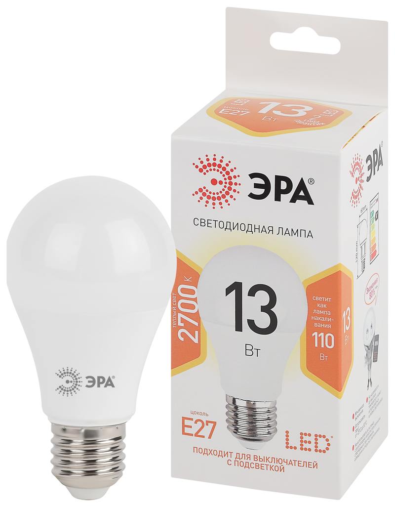 Лампочка светодиодная ЭРА STD LED A60-13W-827-E27 E27 / Е27 13 Вт груша теплый белый свет оптом купить хорошая цена Лампочка светодиодная ЭРА STD LED A60-13W-827-E27 E27 / Е27 13 Вт груша теплый белый свет купить оптом недорого