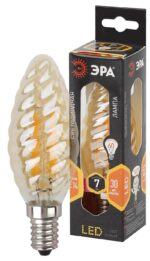 Лампочка светодиодная ЭРА F-LED BTW-7W-827-E14 gold Е14 / E14 7Вт филамент свеча витая золотистая теплый белый свет купить оптом недорого