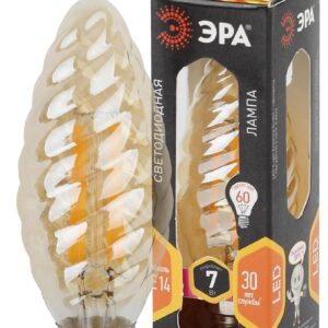 Лампочка светодиодная ЭРА F-LED BTW-7W-827-E14 gold Е14 / E14 7Вт филамент свеча витая золотистая теплый белый свет купить оптом недорого