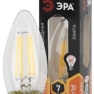 Лампочка светодиодная ЭРА F-LED B35-7W-827-E27 Е27 / Е27 7Вт филамент свеча теплый белый свет купить оптом недорого