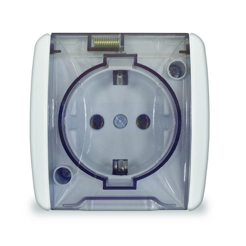 Розетка 1-м ОП Клио 16А IP44 с заземл. с прозр. крышкой бел. UNIVersal К2229 купить оптом выгодно Розетка 1-м ОП Клио 16А IP44 с заземл. с прозр. крышкой бел. UNIVersal К2229 оптом купить цена