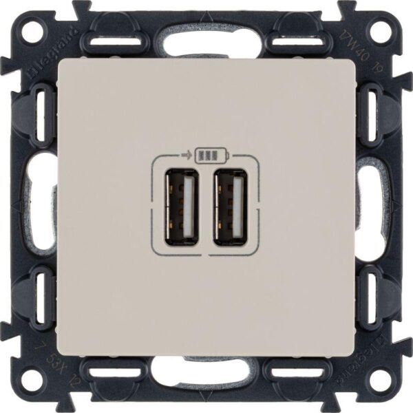 Розетка USB 2-м Valena Life 240В/5В 1500мА с лицев. панелью механизм сл. кость Leg 753512 оптом купить цена