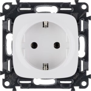 Розетка 1-м СП Valena Allure 16А IP2X 250В 2P+E безвинтов. клеммы с лицев. панелью механизм бел. Leg 753721 оптом купить цена