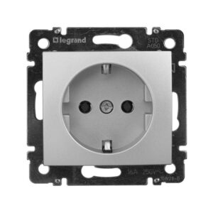 Розетка 1-м СП Valena 16А IP20 с заземл. на винтах механизм алюм. Leg 770120 оптом купить цена